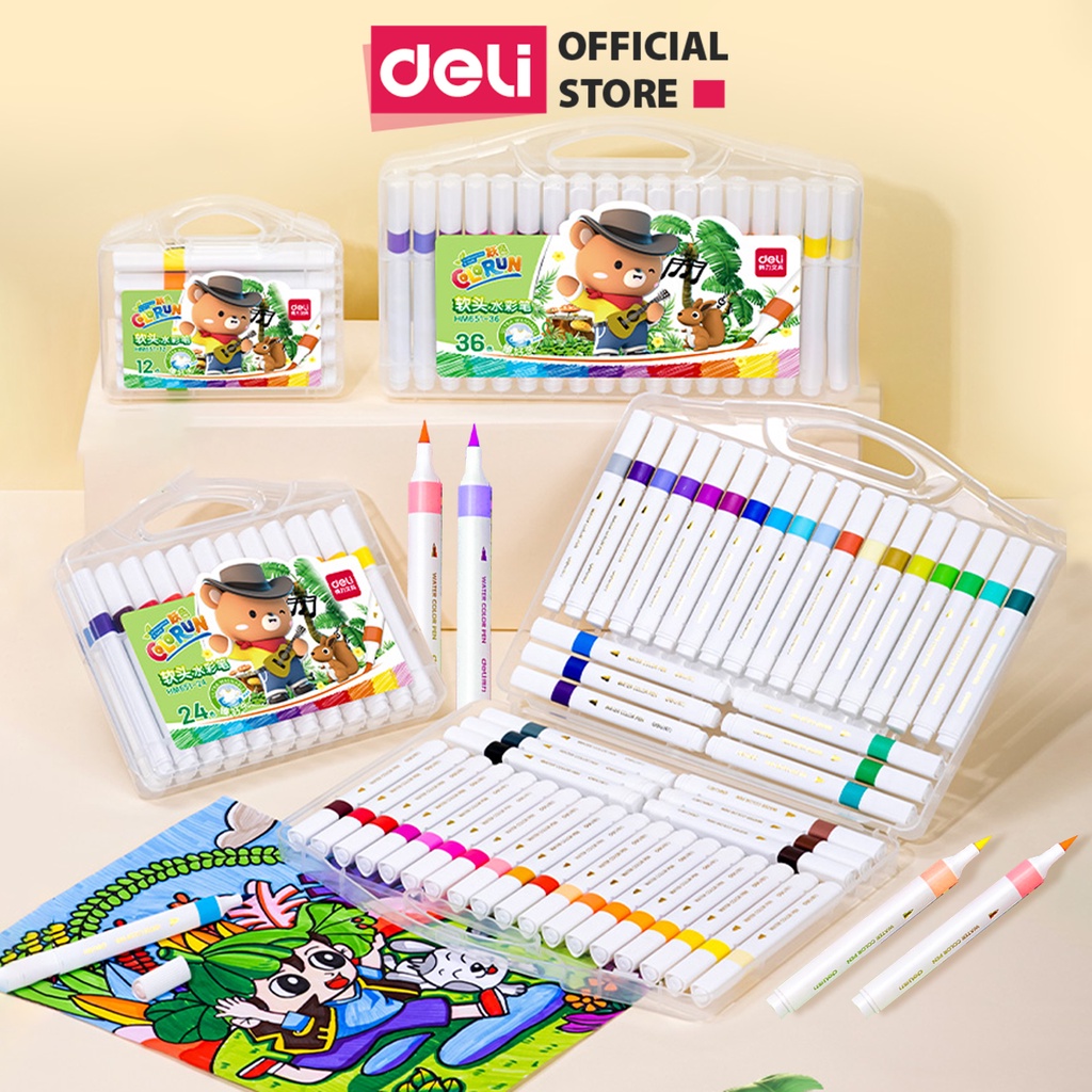 Bút Dạ Màu Marker Bút Lông Màu Học Sinh Rửa Được Deli - 12/24/36 ...