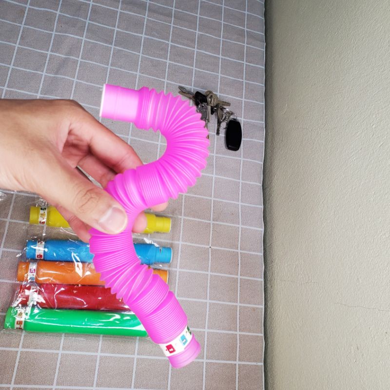 Ống lò xo co dãn phát sáng nhiều chế độ sáng nhấp nháy, đồ chơi trẻ em lò xo kéo dãn vui nhộn