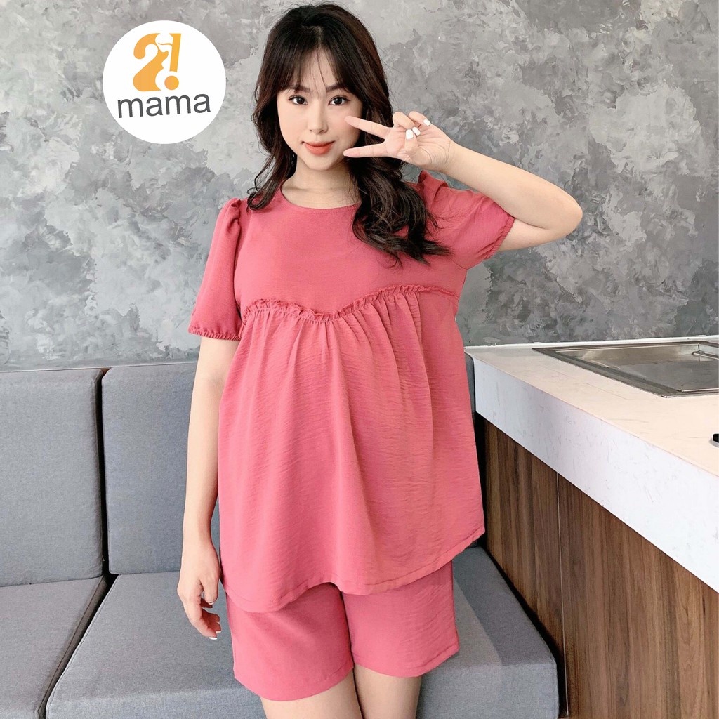 Đồ bộ bầu sau sinh 2MAMA dáng lửng cao cấp mặc nhà mùa hè V04