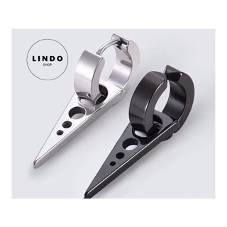Khuyên tai nam Hàn Quốc hình tam giác xỏ lỗ (1 chiếc) LINDO titan không đen, không gỉ đeo nhiều dịp