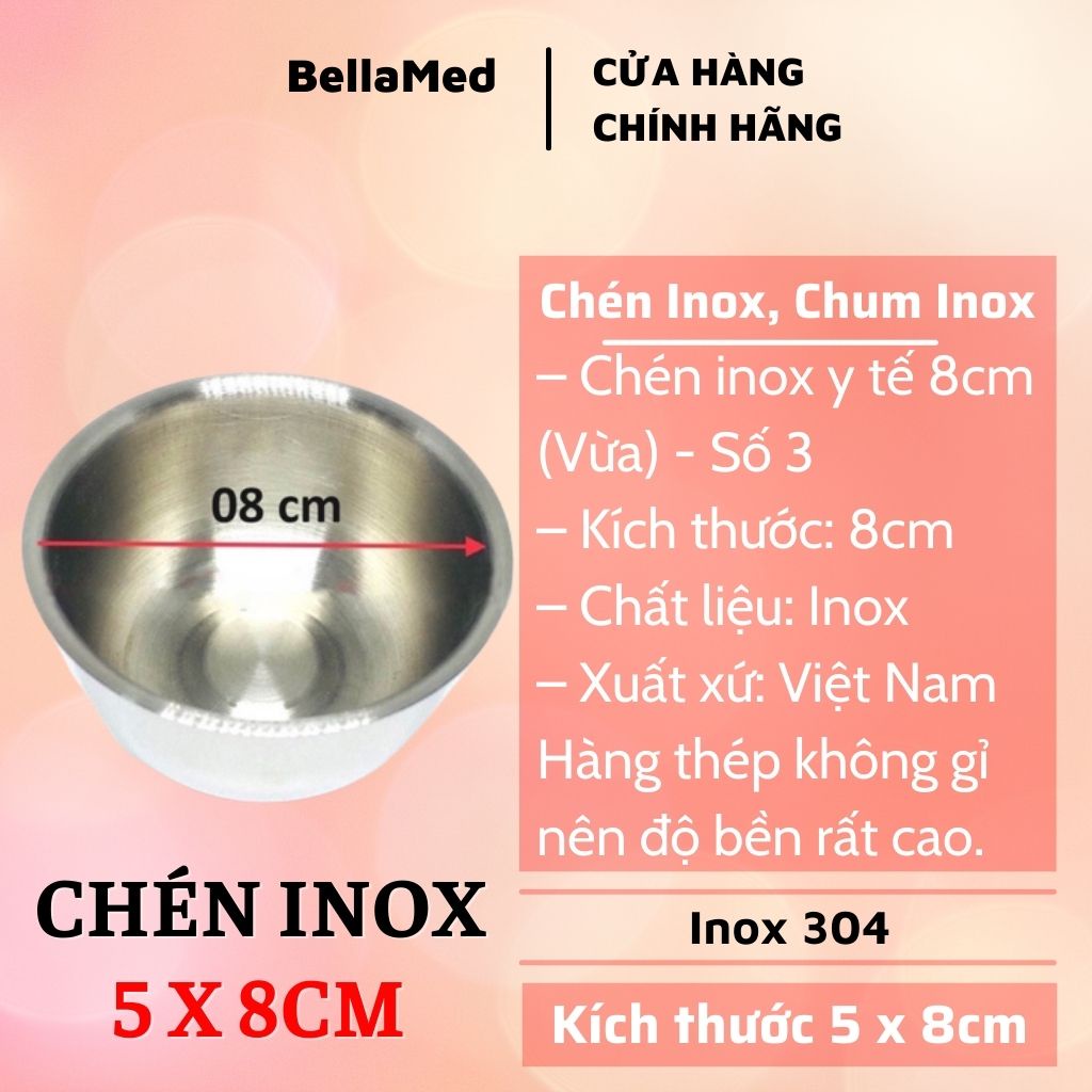 Chén inox chum inox dùng trong y tế rộng 8cm đựng bông cồn không gỉ ...