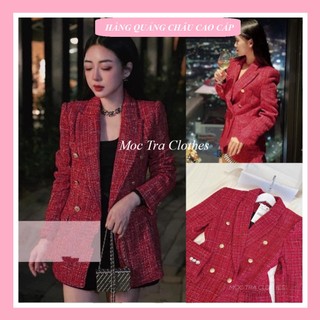 Áo vest dạ tweed Quảng Châu thiết kế 2 lớp dày dặn khuy đồng sang chảnh, Áo khoác mùa đông nữ rẻ đẹp