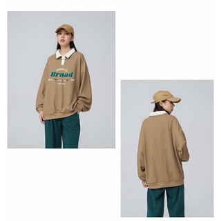 Áo Sweater Polo Nỉ Nam Nữ Unisex Dài Tay Brnad cặp đôi 3 màu Xanh Trắng Nâu L