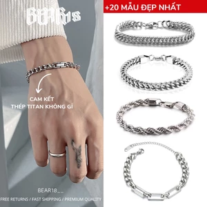 Tổng hợp Vòng đeo tay - lắc tay màu bạc dành cho nam và nữ hot nhất unisex chất liệu titan không gỉ BEAR8
