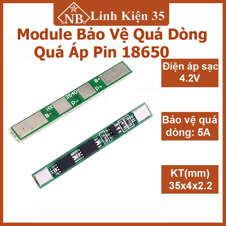 Module bảo vệ quá dòng quá áp pin 18650 1S 5A (phát hiện, bảo vệ quá ...
