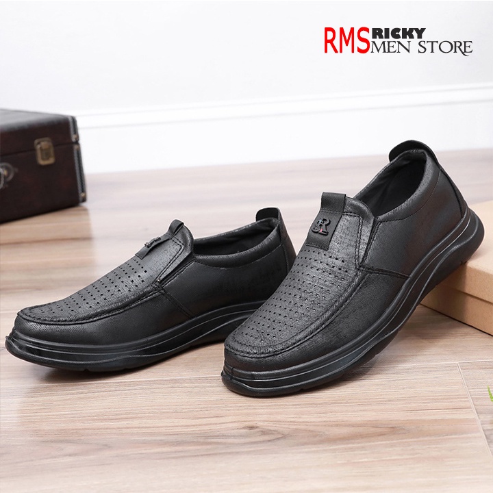 Giày Lười Vải Nam Giả Da Thoáng Khí  Cho Bố - Giày Lười Nam Trung Niên MS6B