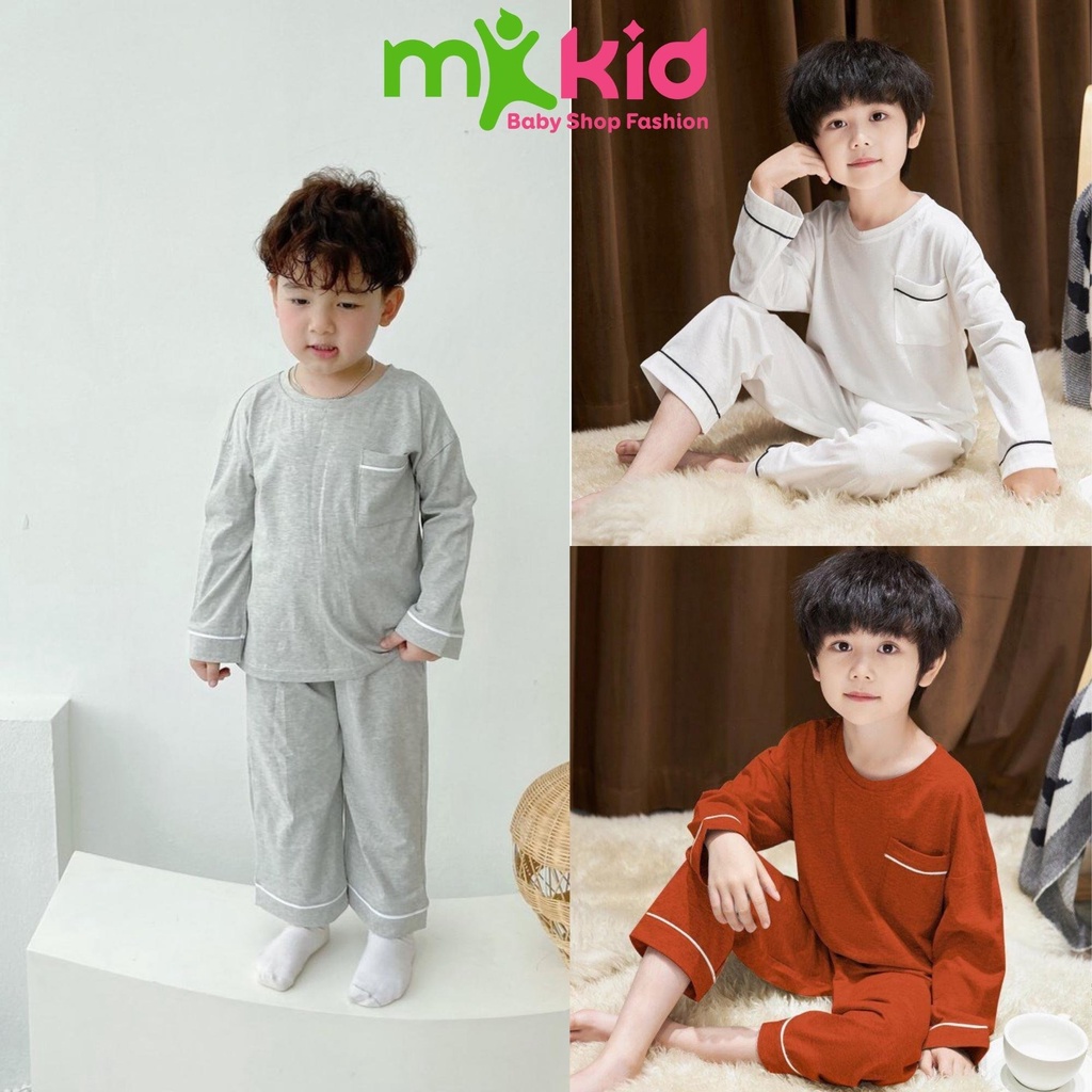 Bộ Đồ Ngủ Dài Tay Thun Lạnh Cho Bé Trai 8-30Kg, Quần Áo Thu Đông, Mềm Mại, Thoáng Mát Cho Bé Mặc Ngủ