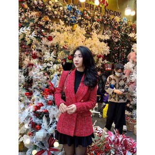 Áo vest dạ tweed Quảng Châu thiết kế 2 lớp dày dặn khuy đồng sang chảnh, Áo khoác mùa đông nữ rẻ đẹp