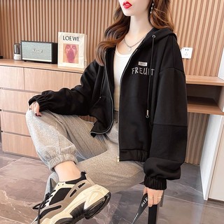 Áo Hoodie Lông Cừu Mỏng Phối Khóa Kéo Thiết Kế Mới 2022 Thời Trang Thu Đông Cho Nữ