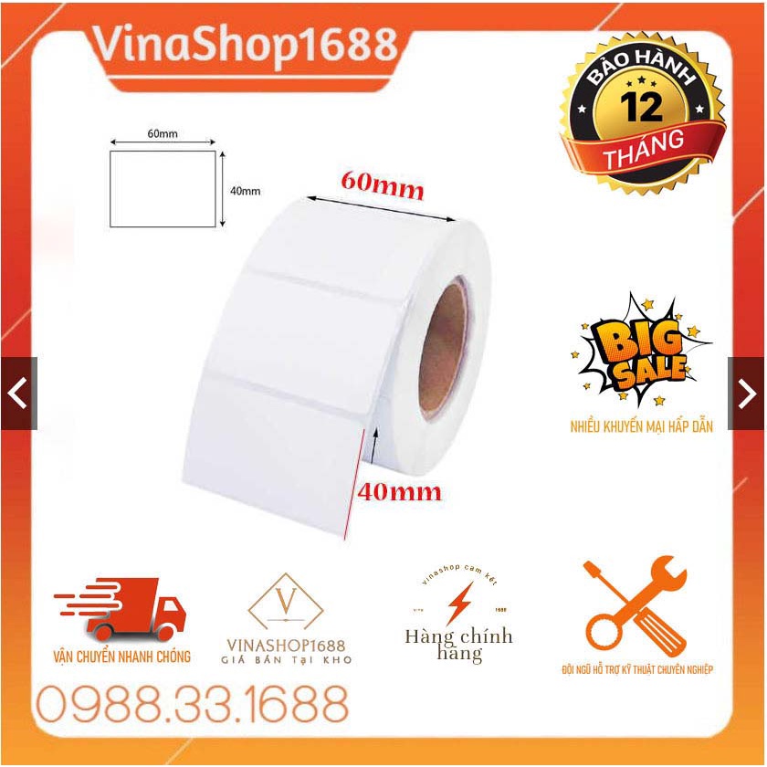 Decal PVC in tem nhãn 60x40 mm, cuộn 50m | Shopee Việt Nam