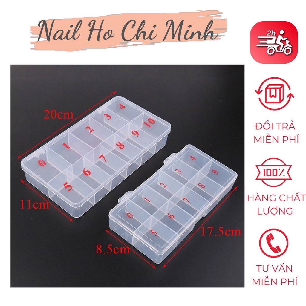 Hộp đựng móng giả size 10 ô và 11 ô