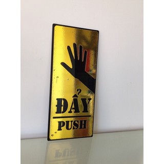 Bảng decor kéo đẩy (pull/ push) Gương Vàng dán cửa (Có Sẵn Băng Keo Dán)