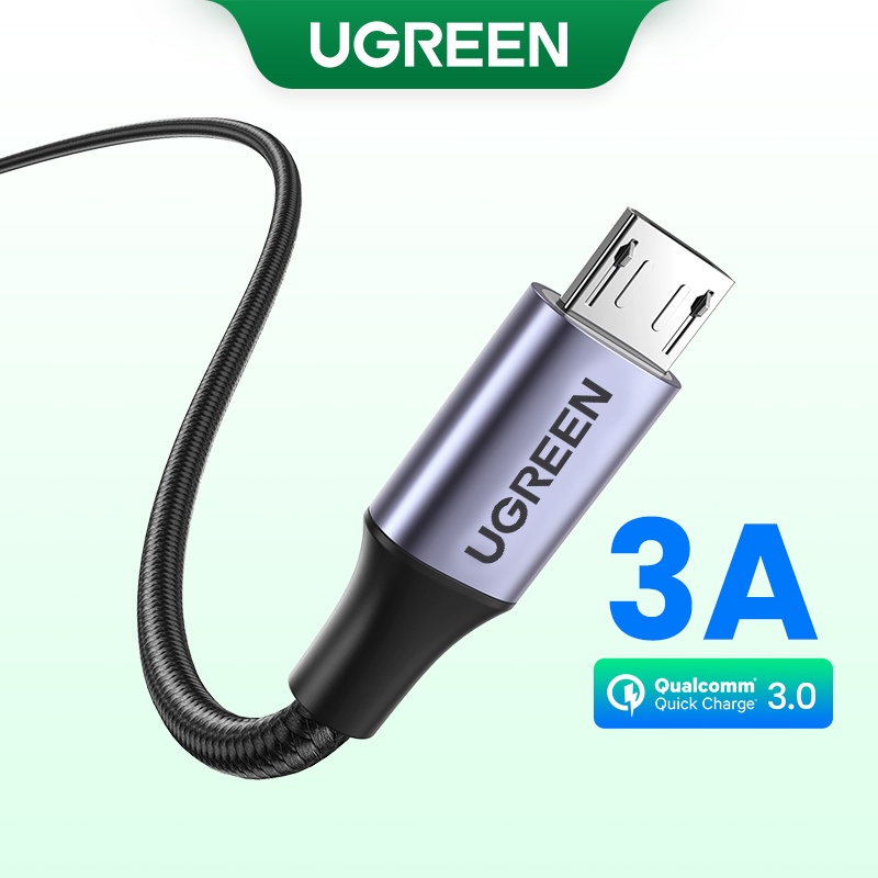 Cáp sạc UGREEN bện nylon Micro USB hỗ trợ sạc nhanh 100cm