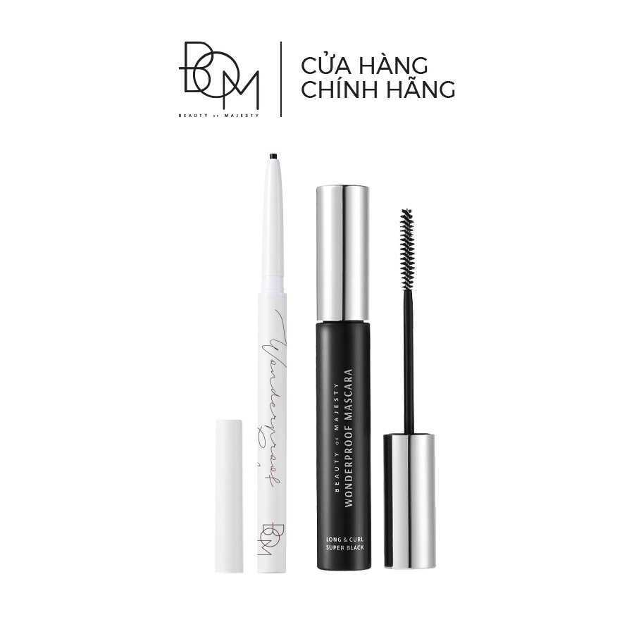 Bộ đôi BOM Chì Kẻ Mắt Siêu Mảnh Wonderproof Gel Slim Eyeliner 0,1G Dày Mi & Cong Tự Nhiên và Mascara 8g