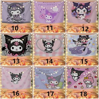 Tấm Thảm Nền Với Kẹp Nhân Vật Hoạt Hình Kuromi Polyester Hình Chữ Nhật Phòng Khách Phòng Ngủ Trang Trí Nhà Nền Trang Trí