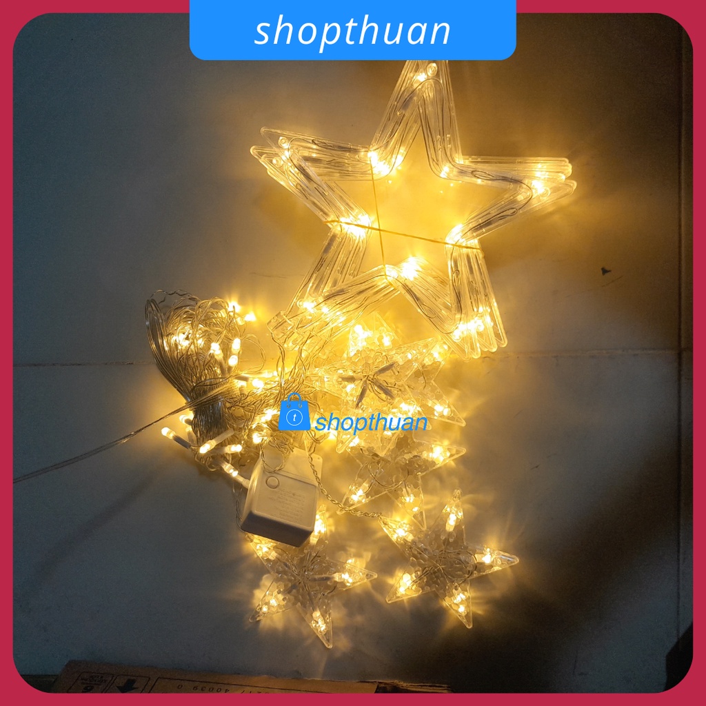 Đèn LED ngôi sao dạng treo rèm cửa dài 3m có 6 ngôi sao lớn, 6 ngôi sao ...
