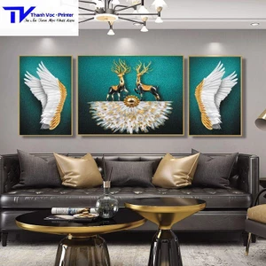 Tranh Treo Tường Lông Vũ Hiện Đại , Tranh Tráng Gương ( Bộ 3 Tấm )