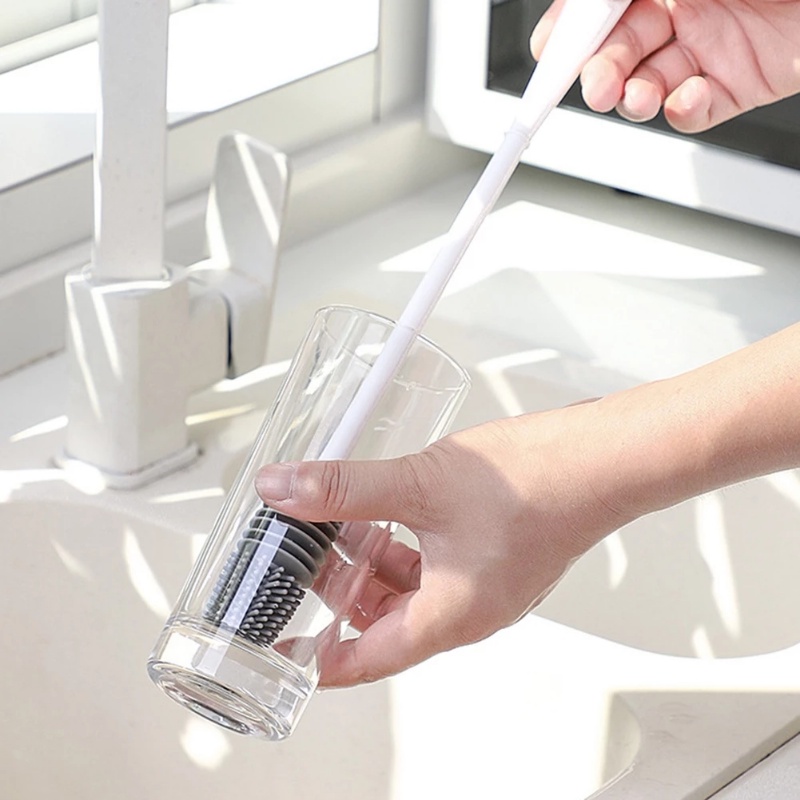 Cọ Silicone Cán Dài Vệ Sinh Bình Sữa / Ly Thủy Tinh Tiện Dụng