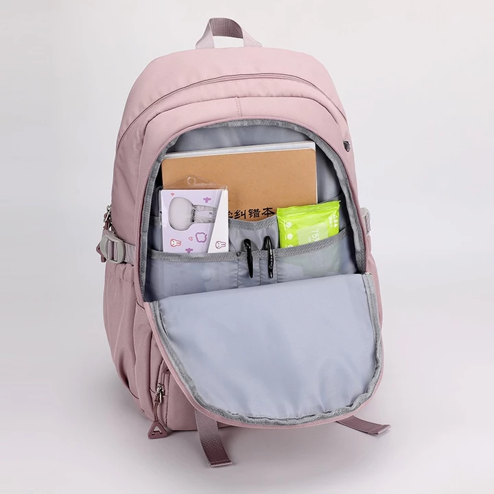 Women's Korean-Style Backpack – Water-Resistant, for Travel, Beige – 3