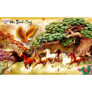 Tranh Mã Đáo Thành Công, Bát Mã Dán Tường 3D