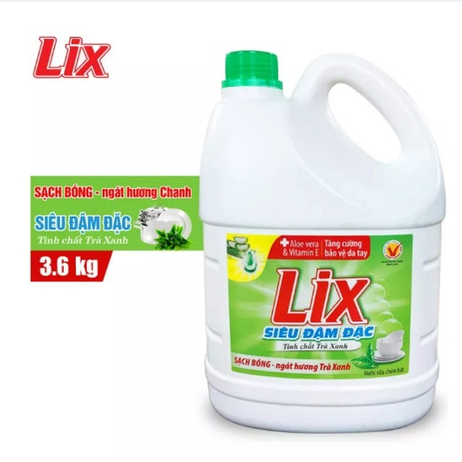 Ảnh Nước rửa chén LIX siêu đậm đặc trà xanh 3.6kg NT360 làm sạch dầu mỡ không hại da tay - Lixco Việt Nam 3