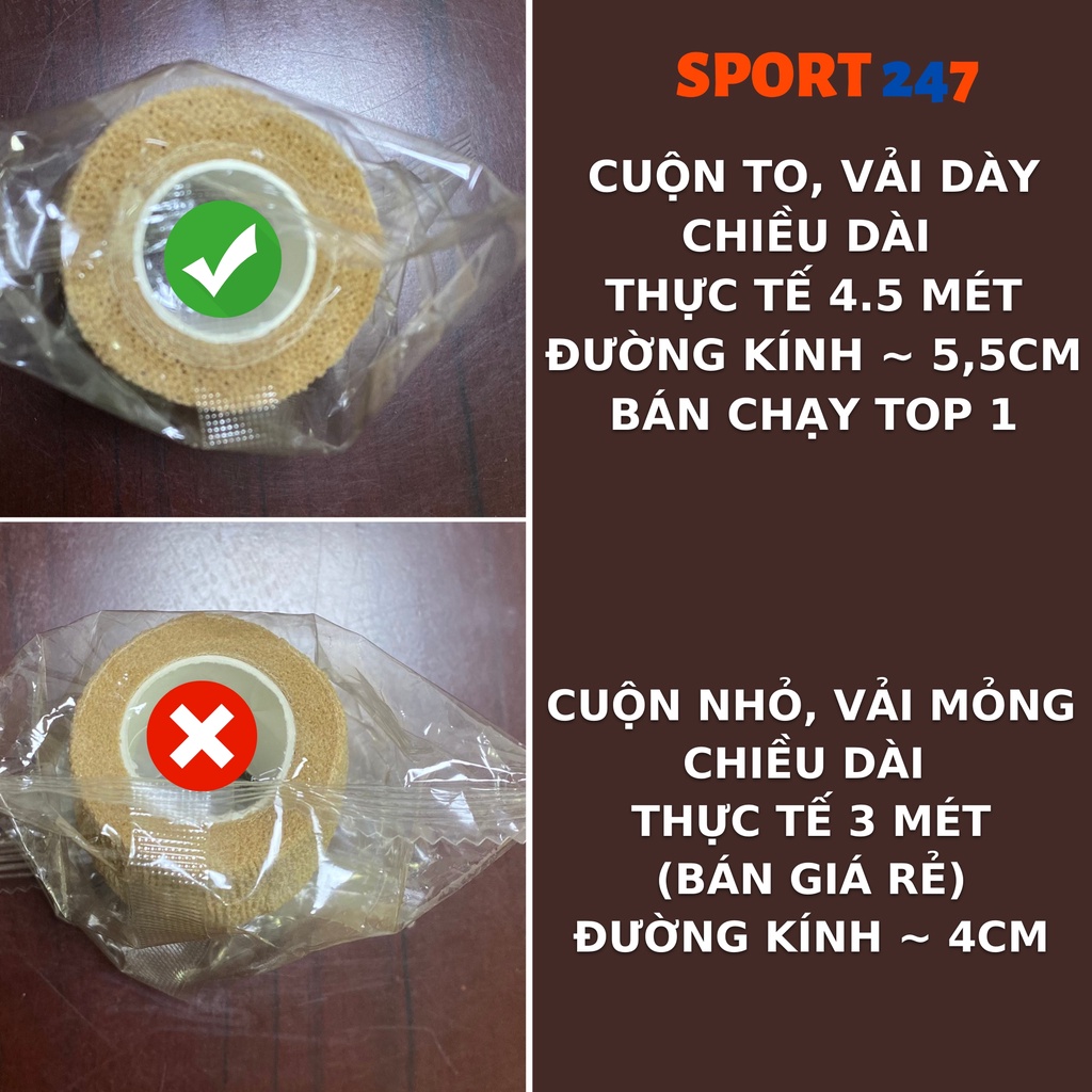 Băng keo thể thao Hộp 24 cuộn, băng quấn cổ chân cao su non cuốn cổ tay hạn chế chấn thương thể thao