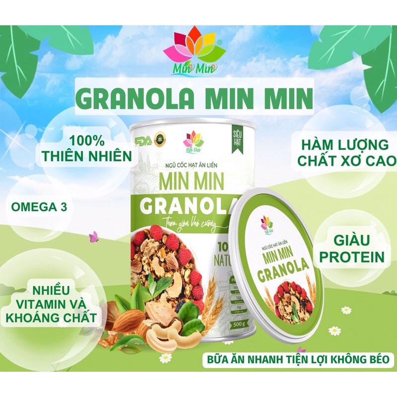 Ảnh Ngũ cốc hạt ăn liền Granola Min Min hộp 500g 2