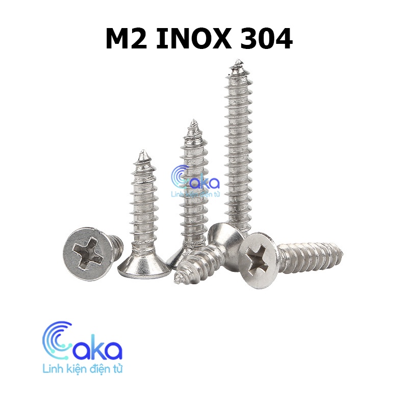 [Gói 20] Vít nhọn M2 inox 304 đầu bằng 4 cạnh vít gỗ nội thất thép ...