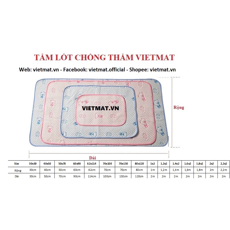 Ảnh 2 chiếc size 50x70cm tấm lót chống thấm cho bé Vietmat mềm êm, thoáng mát, không nóng bí lưng 2