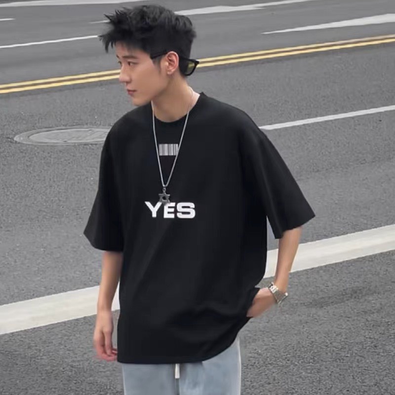 Áo thun Stee Cổ tròn YES NO ICVCVNI  Unisex Menwear Cotton