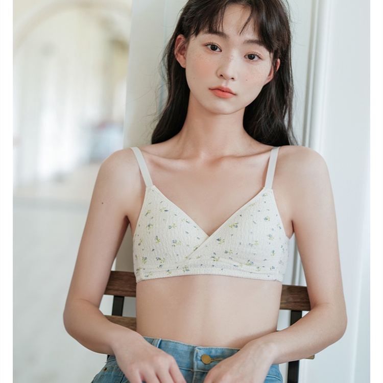 Áo Ngực Cotton 3 / 4 Cúp Chữ V Không Gọng Không Đường May Gợi Cảm Cho Nữ