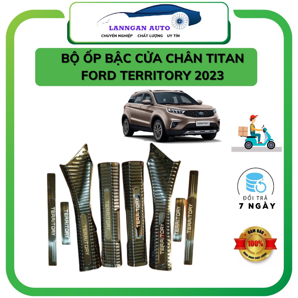 Ốp bậc cửa xe Ford Territory 2022-2023, Nẹp bước chân Territory Chất liệu Titan cao cấp