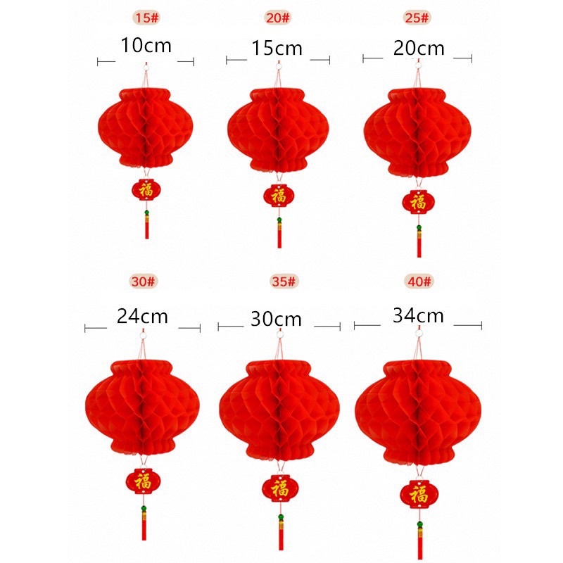 [SẴN HÀNG HN] Set 10 Đèn lồng đỏ trang trí tết Tết nilon xếp chống nước