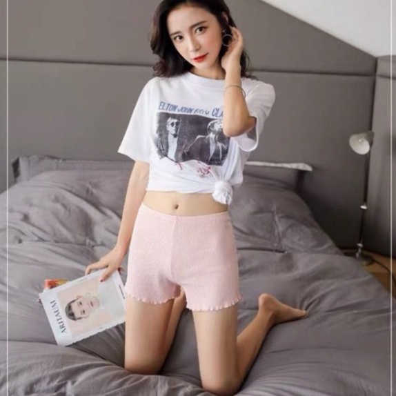 Quần váy cotton, Quần váy đùi chất cotton gân tăm