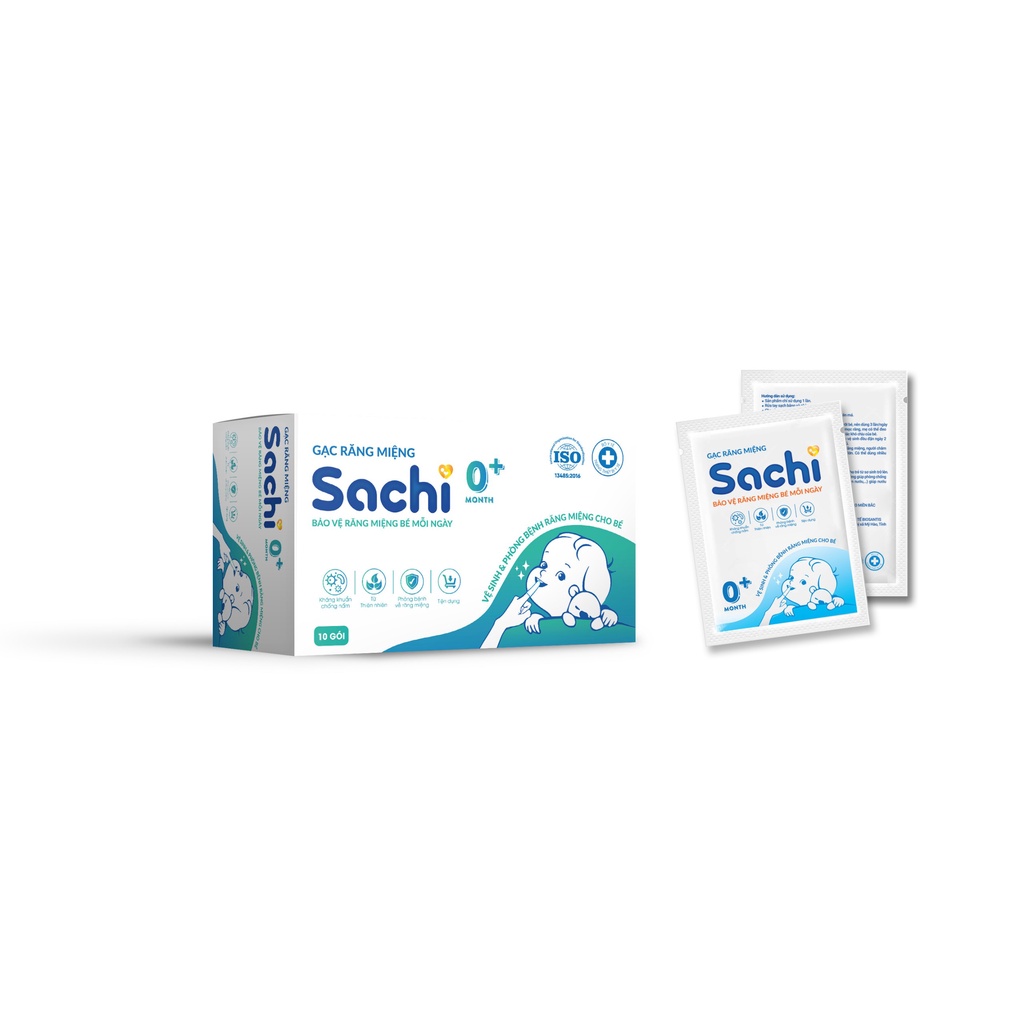 Gạc rơ lưỡi Sachi dịch chiết lá hẹ - Vệ sinh răng miệng cho bé hanzomart