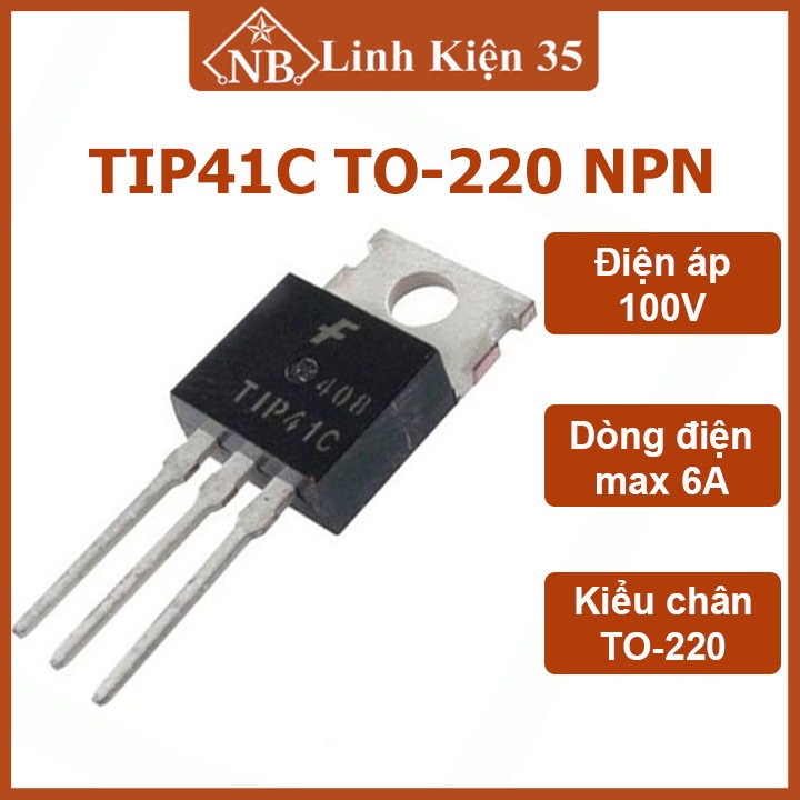 IC chức năng TIP41C kiểu chân TO-220 TRANS NPN dòng 6A điện áp 100V ...