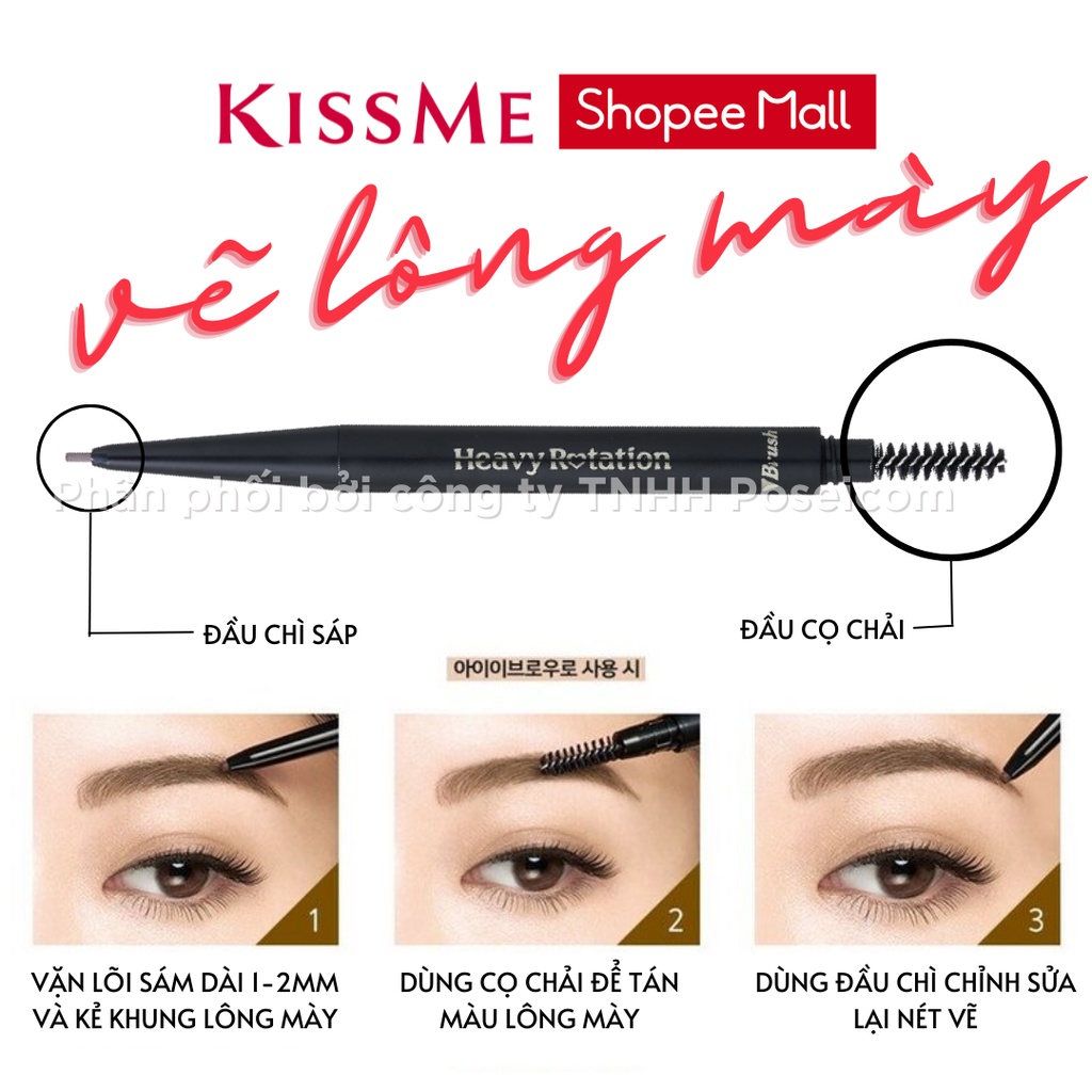 Ảnh Bút Chì Kẻ Lông Mày Kissme Lõi Chì Sáp Chống Trôi Màu Tự Nhiên Kissme Heavy Rotation Eyebrow Pencil 0.09g 2