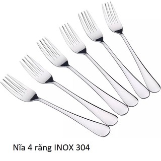 Inox 304 Set 5 Chiếc Nĩa Lớn (dĩa) 20.4cm Chất Lượng Tuyệt Vời Bóng Sáng Lung Linh Không Tì Vết