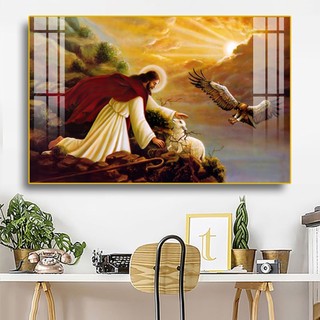 Tranh Tráng Gương Laminate - Chúa Giê-su Chăn Chiên Lành 01 - Bo Viền Cao Cấp
