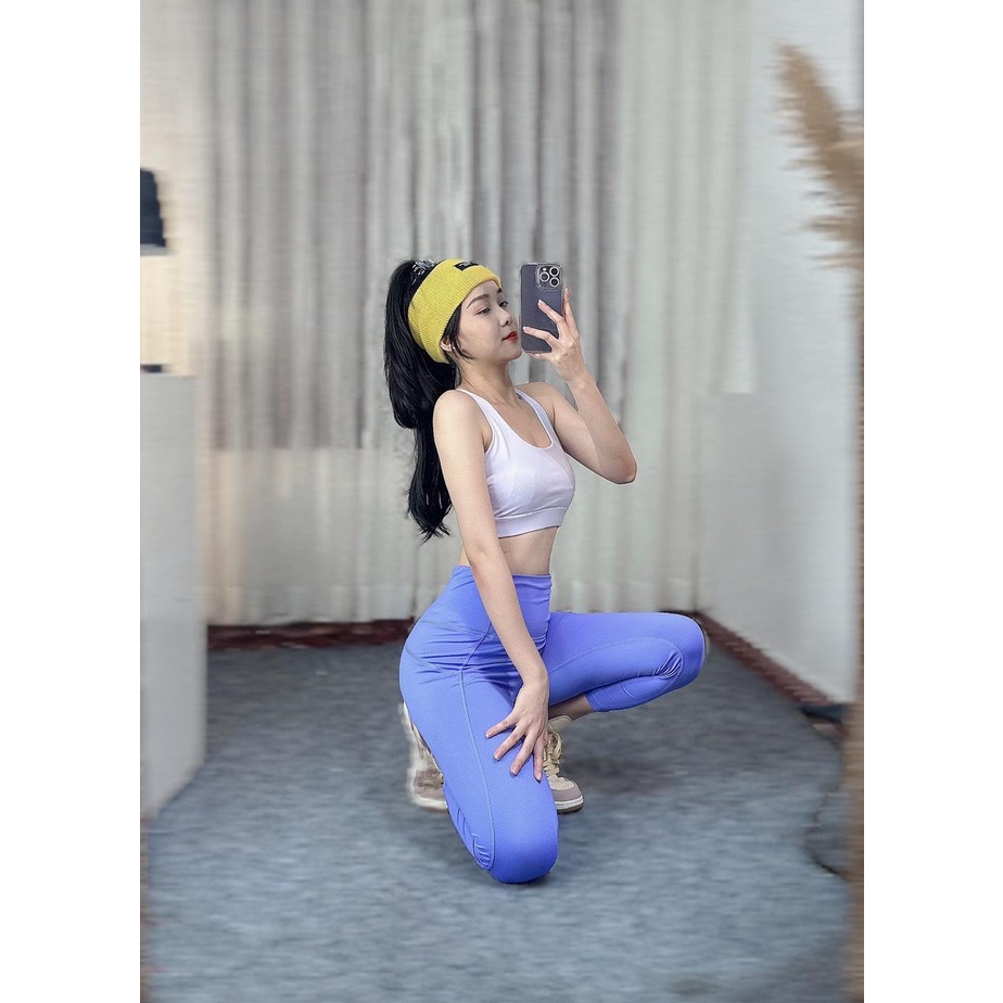 Set bra 2 màu áo đan dây lưng quần 9 tấc siêu xinh ,chất thun lạnh mềm mịn co giãn thoải mái tập gym, yoga, erobic