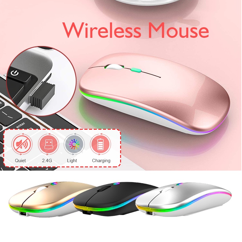 Chuột không dây，Chuột Bluetooth, Chuột không dây sạc pin bằng USB, Click Không Gây Tiếng Ồn, Khoảng Cách Tín Hiệu 10-20m