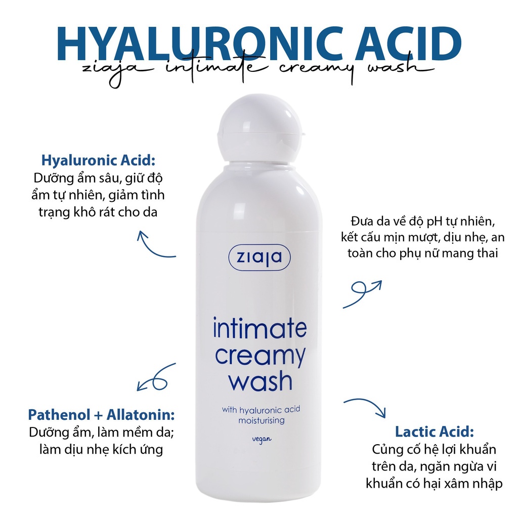 Mô tả Dung Dịch Vệ Sinh Phụ Nữ Intimate With Hyaluronic Acid ZIAJA Giúp Cân Bằng pH, Dưỡng Ẩm, Làm Sạch 200ml - 3