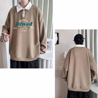 Áo Sweater Polo Nỉ Nam Nữ Unisex Dài Tay Brnad cặp đôi 3 màu Xanh Trắng Nâu L