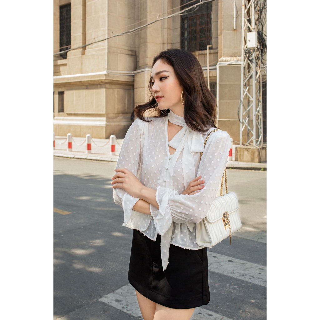 Áo nơ cổ trắng Masara