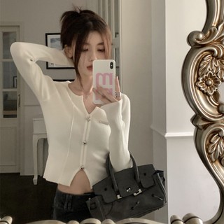 Áo Croptop Dệt Kim Tay Dài Thời Trang Dành Cho Nữ
