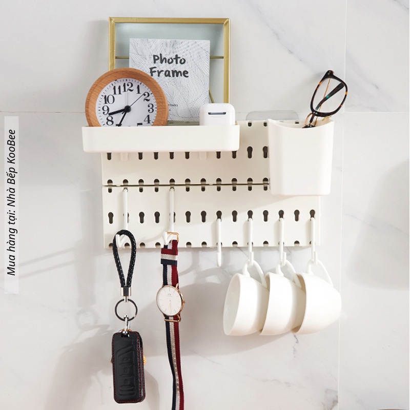 Kệ Pegboard Dán Tường KOOBEE – Kệ Gắn Tường Trang Trí Nhà Bếp, Phòng Làm Việc, Phòng Ngủ, Không Cần Khoan (DC20)