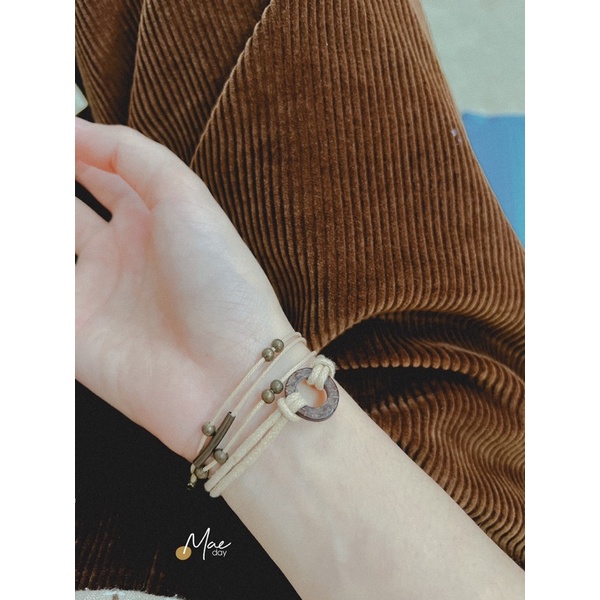 Vòng tay Kosho - Vòng hạt li ti mix thanh màu đồng vintage