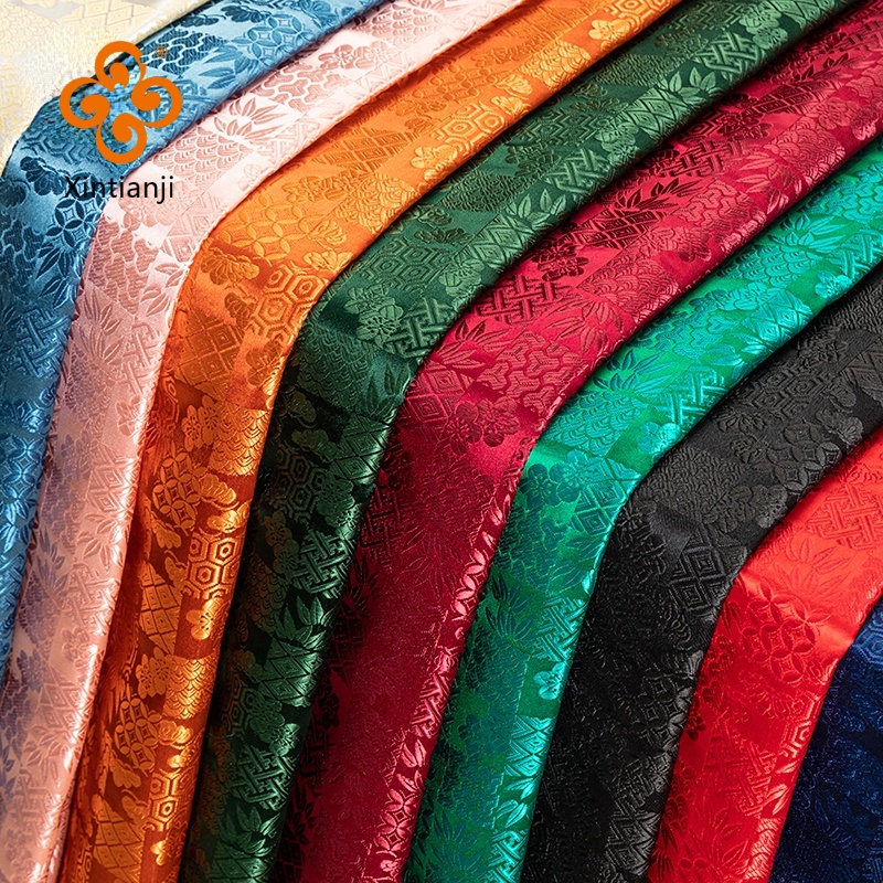 Thổ Cẩm satin Nhật Bản jacquard vải sườn xám mật độ cao Hanfu lụa satin vải jacquard DIY Chất liệu may vá