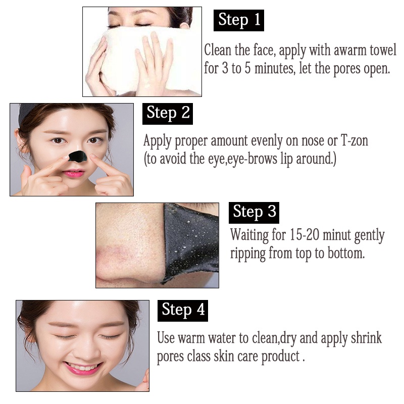Mặt Nạ Lột Mụn Đầu Đen Vùng Mũi Thu Nhỏ Lỗ Chân Lông Làm Sạch Da