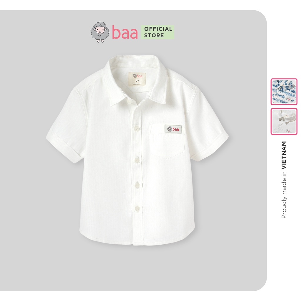 [Mã BMLT35 giảm đến 35K đơn 99K] Áo sơ mi bé trai, áo chemise ngắn tay cho bé từ 1 tuổi - 7 tuổi Baa Baby - BT-SM02N-02